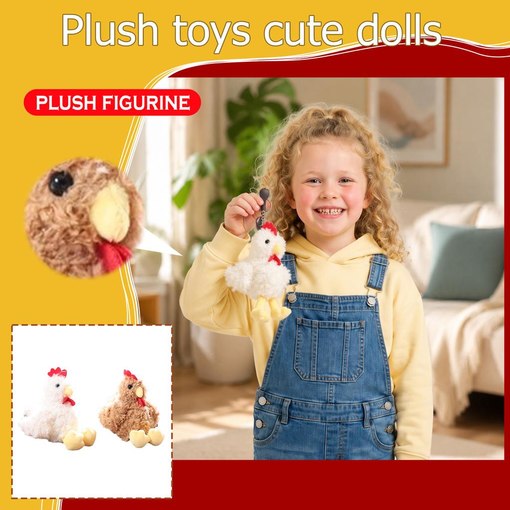 Plush Toy Keychain Stuffed Animal Chicken Shaped Soft Miniature Figure for Bags Backpacks Accessories Gifts