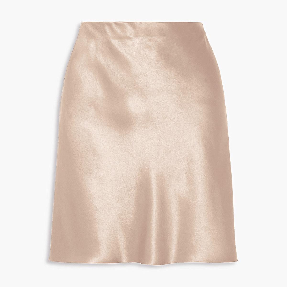 2026 Spring/Summer Women s Elastic Waist Acetate Satin Midi Skirt S шампанского