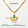Golden Fan-Shaped Turquoise Stainless Steel Necklace - European & American Retro High-End Jewelry