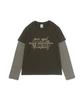 CARGOBROS FOR WOMAN One & Only Lettering Layered Long Sleeve Tee (Khaki)