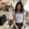 Shuangxing Women's Summer U-Neck Crop Top T-Shirt