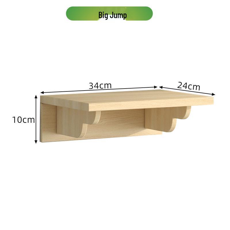 Wall-Mounted Solid Wood Cat Tree with Scratching Board and Jumping Platform