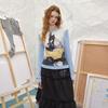 UNIFREE Faux Two-Piece Colorblock Printed Long Sleeve T-Shirt