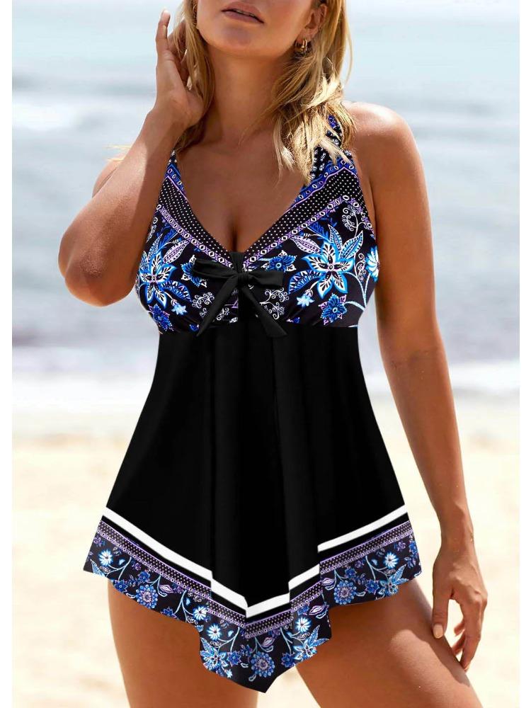 Summer Sexy Women's Bikini Set, Fashionable Swimming Pool Swimsuit, Retro Striped Printed Camisole Swimsuit S-6XL