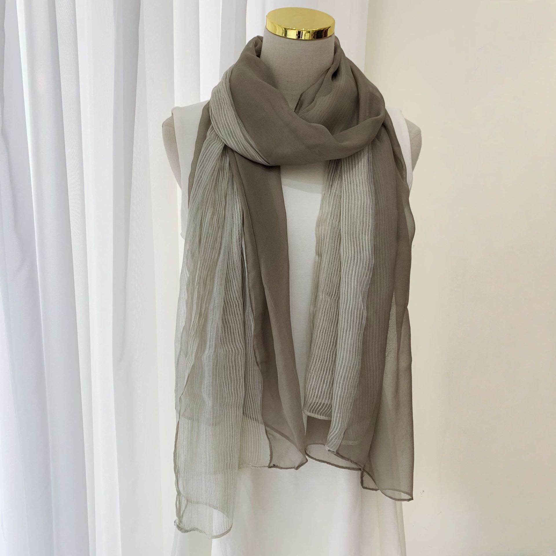 

Korean Style Breathable Silk Scarf - Striped Patchwork & Ethnic Gauze Shawl for Spring & Autumn