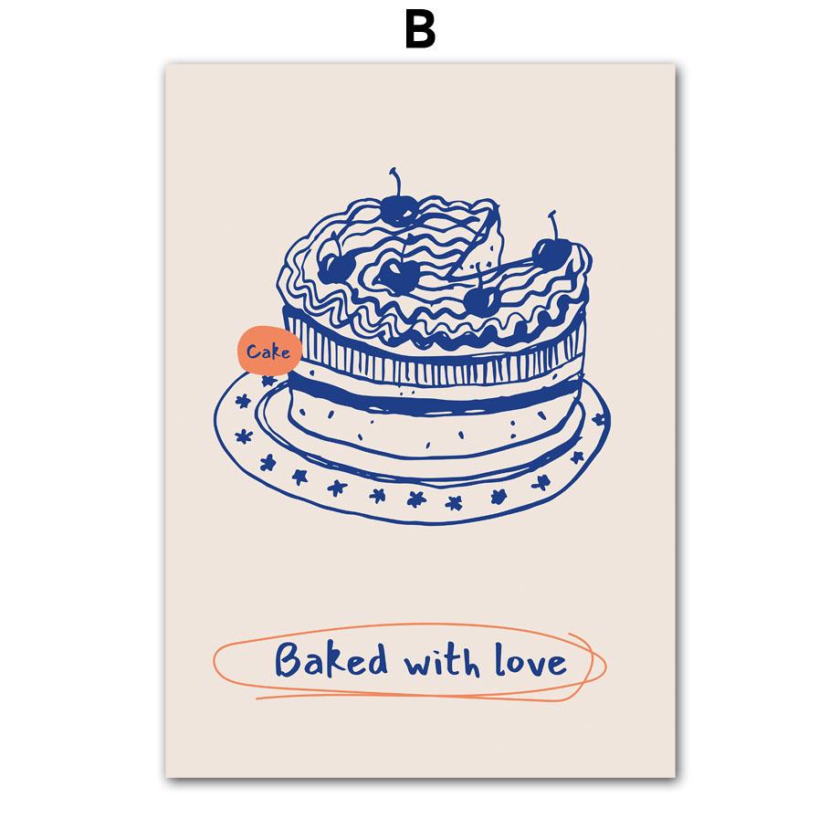 Vintage Cake Drink Coffee Dessert Food Cooking Posters and Prints Wall Art Canvas Printing Pictures for Kitchen Store Home Decor