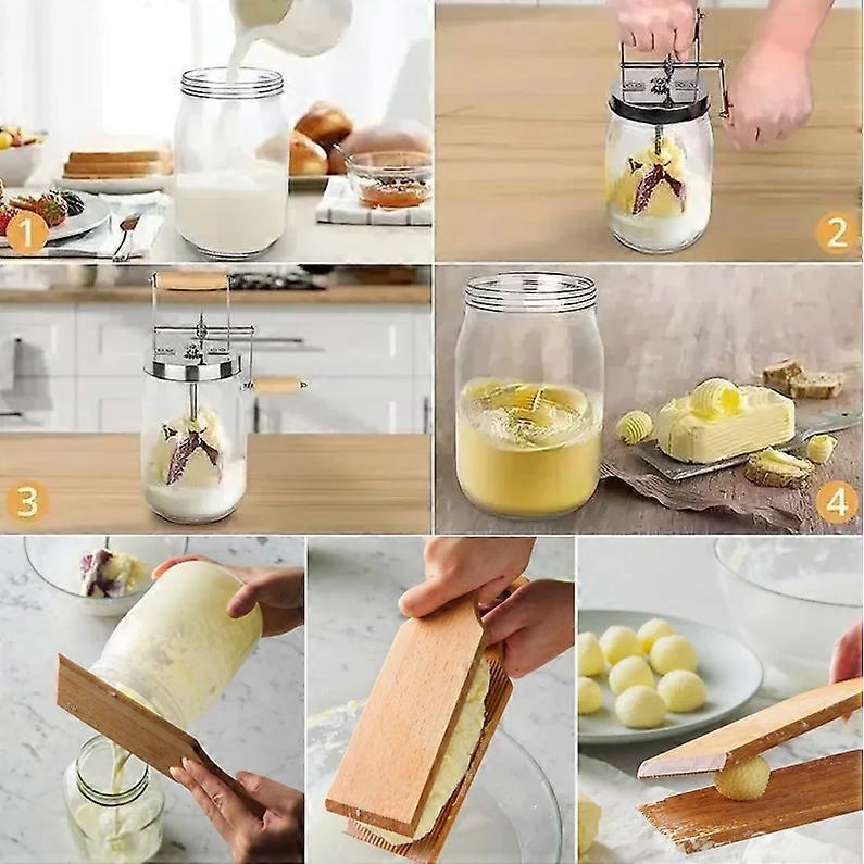 Butter Churner Clear Glass Silic Home Butter Maker With New