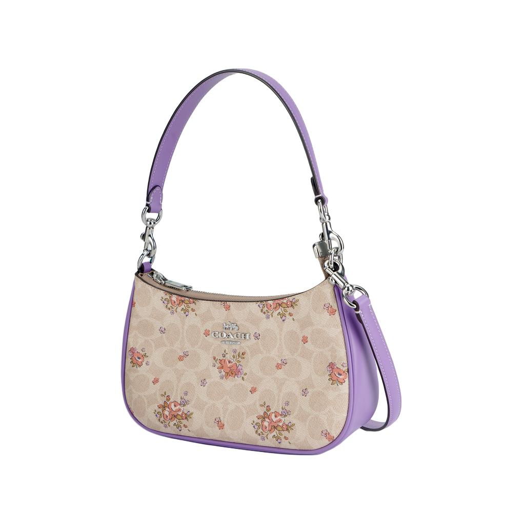 Coach Teri 24 Tracolla Regolabile Staccabile Borsa a Spalla in Tela Rivestita Media Borsa Tote da Donna CAL37-SVSAS