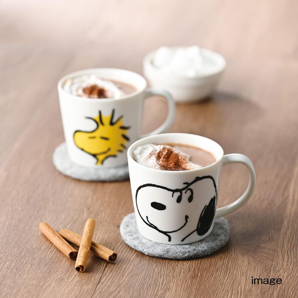 Kanesho Pottery Snoopy Woodstock Smile Face Set of Made In 623750 "PEANUTS" & Mugs, 2, Medium, Approx. 280ml, Japan,