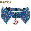 Cute Kitten Christmas Necklace with Bell Adjustable Kitten Christmas Bow Collar Thicker Creative Kitten Saliva Towel Christmas