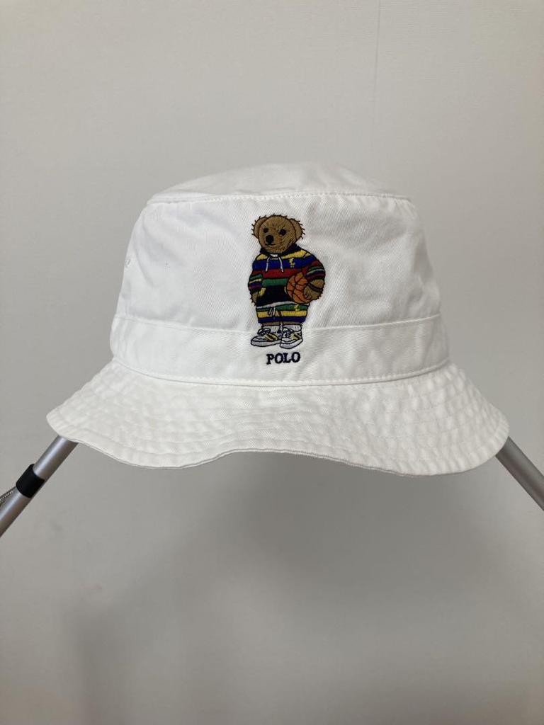 [USED] POLO Bear Embroidered Bucket Hat White XL