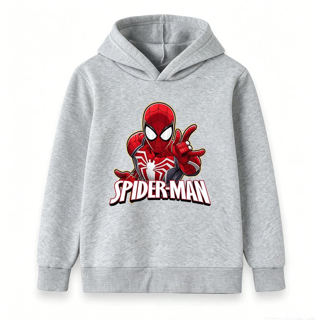 Kids Boys Girls Casual Pullover Hoodie, Cool Spider Graphic Printed Long Sleeve Soft Hooded Sweatshirt for Daily Wear Outdoor Activities Autumn Winter