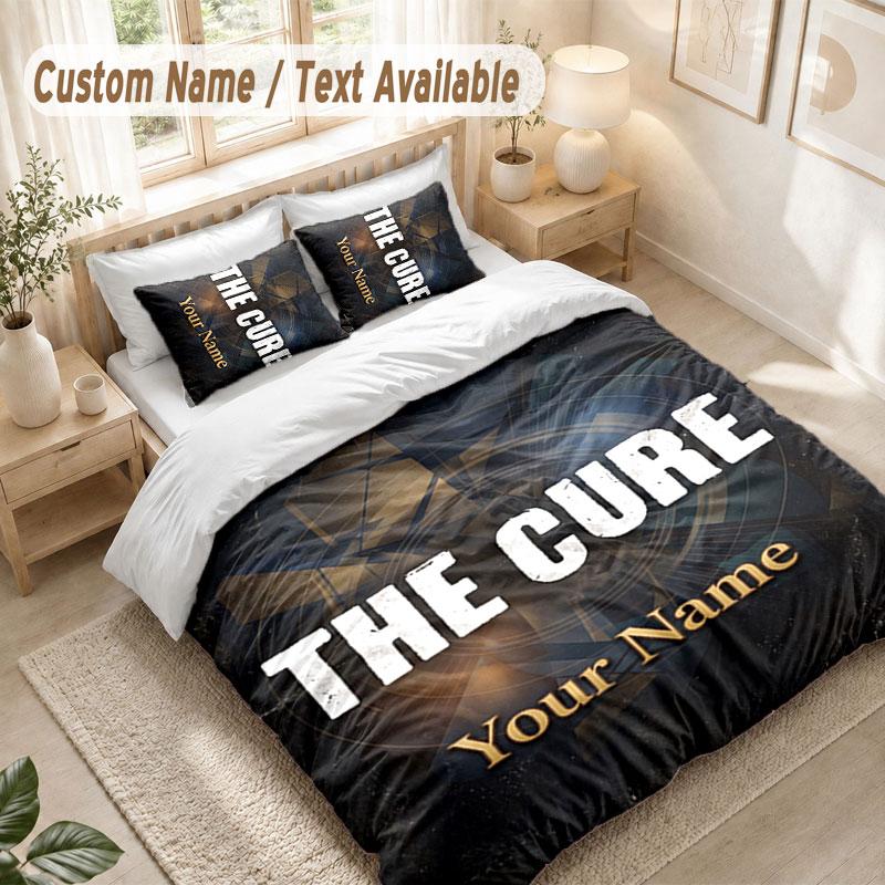Custom Name Bedding Set 3 PiecesThe Cure Print Duvet Cover + 2 Pillowcases Soft Bed Decor