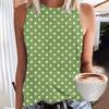 Women's 3D polka dot printed sleeveless T-shirt, round neck off shoulder retro casual vest, Y2K sleeveless top, T-shirt, women's clothing