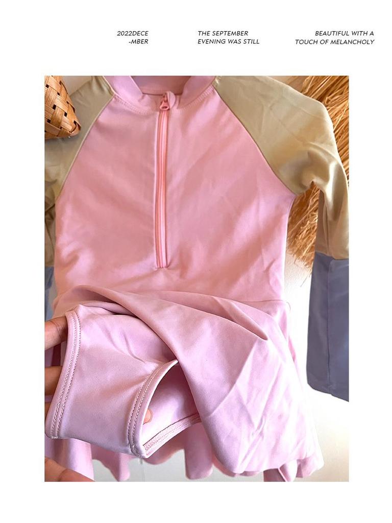 Zweifarbiger Mädchen-Schnelltrockenschwimmanzug im koreanischen Stil - Modisch und niedlich