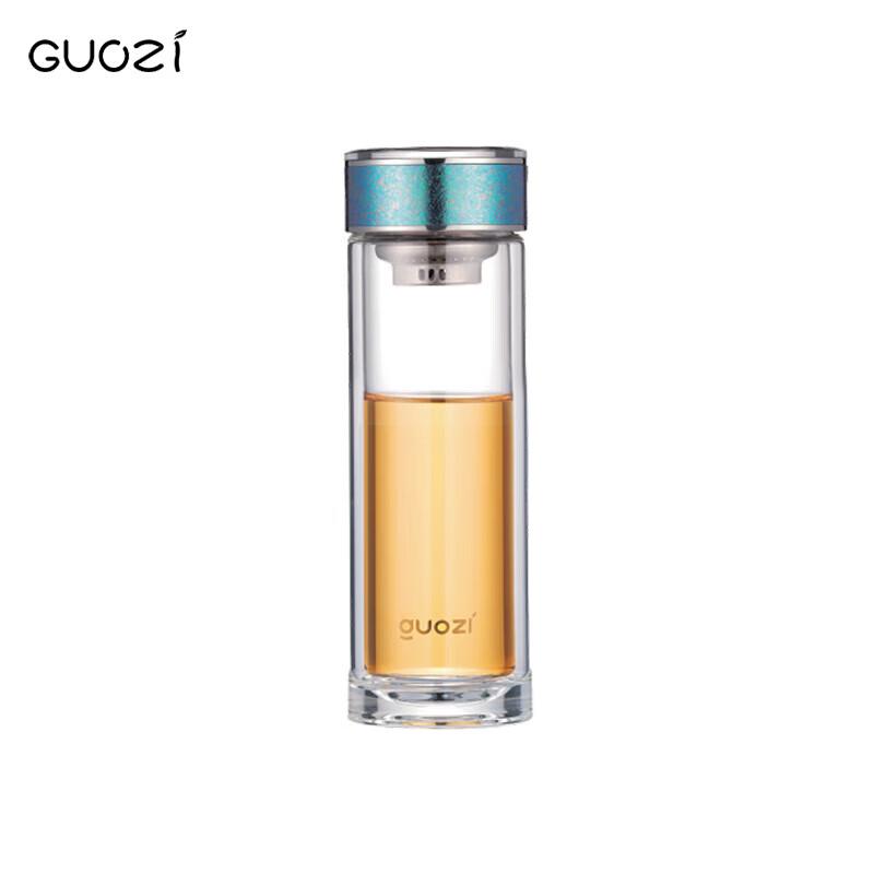 GUOZI Double-Layer Glass Cup with Titanium Lid and Tea Infuser