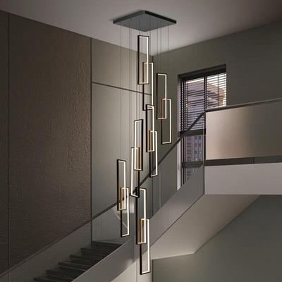 Moderní LED Schodišťový Dlouhý Lustr Geometrie Vila Duplex Závěsná Svítidla Lustr Luxusní Loft Obývací Pokoj Závěsné Svítidlo