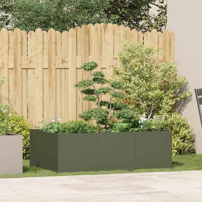 VidaXL Jardinière vert olive 120x80x40 cm acier 860748