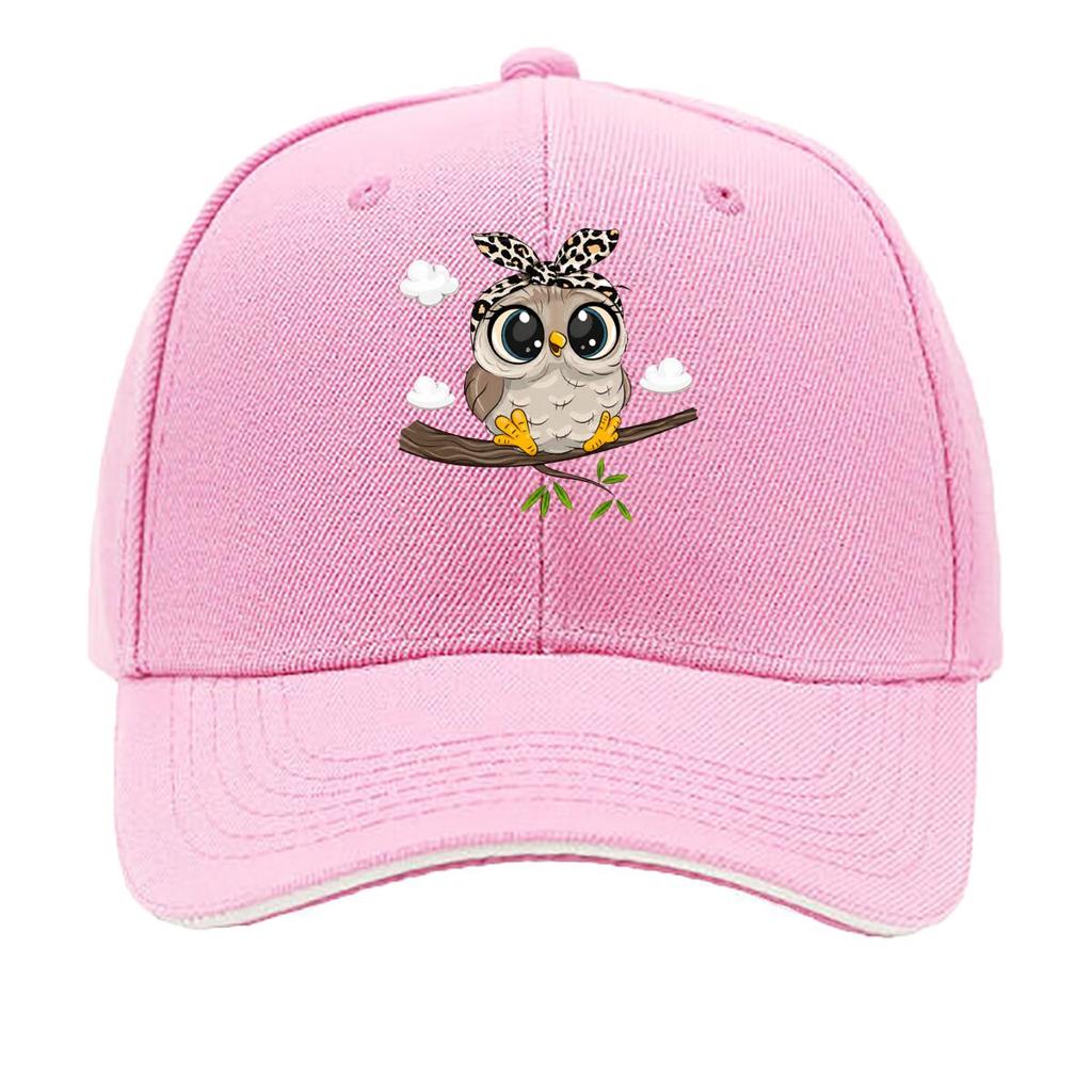 Cute Leopard Bow Owl Sitting On Branch Sandwich Baseball Cap Unisex Women Sun Cap Outdoor Workouts Hat