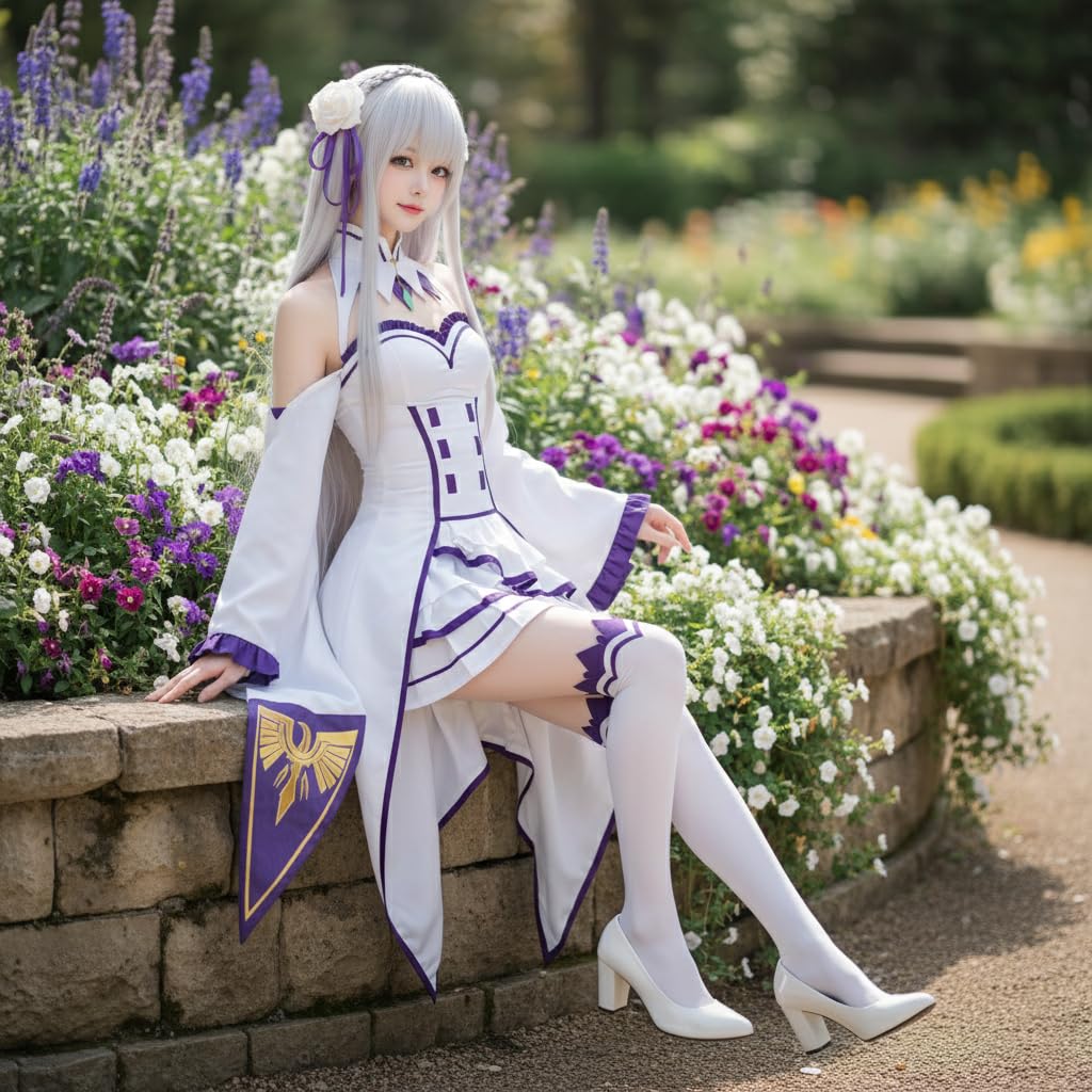 Emilia Start een Nieuw Leven in een Andere Wereld Cosplay Halloween Meisje Elf met Pruik [milky time] ReZero ReZero - (M)