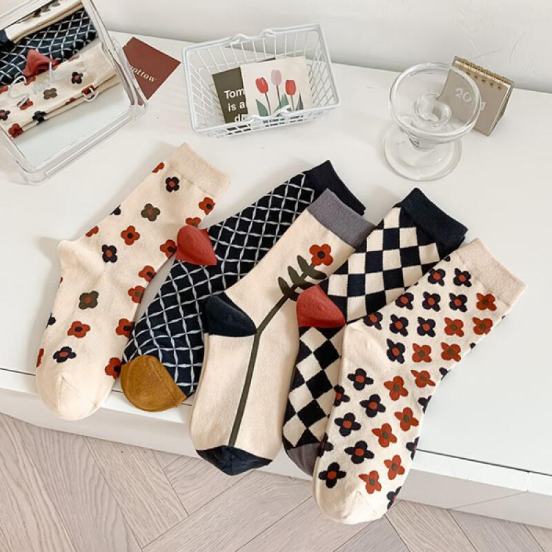 [Set of 5] Oven Daily Vintage Pattern Socks Set 5-piece set
