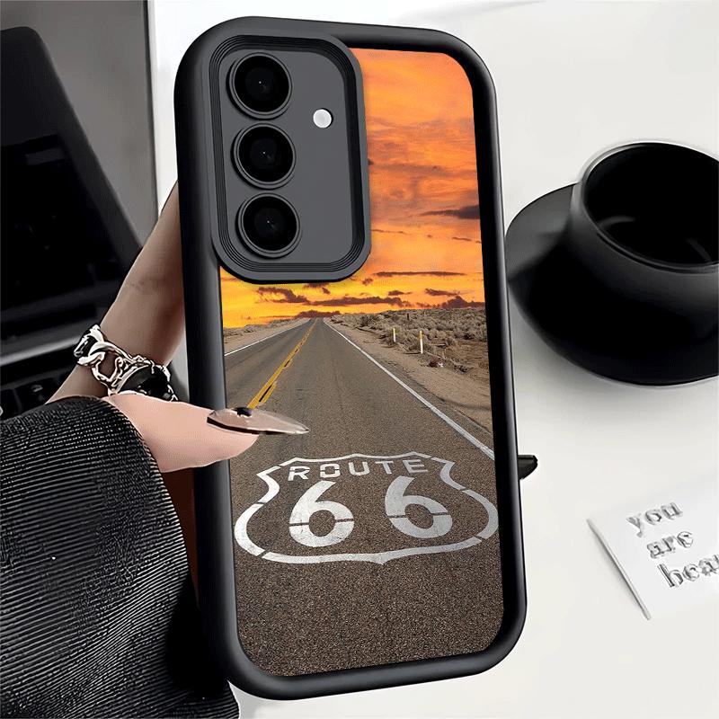 Handyhülle für Samsung Galaxy S26 S25 Ultra S24 FE America Route 66 Schale S23 Plus S22 + S21 S20 5G Weiches Silikon Funda