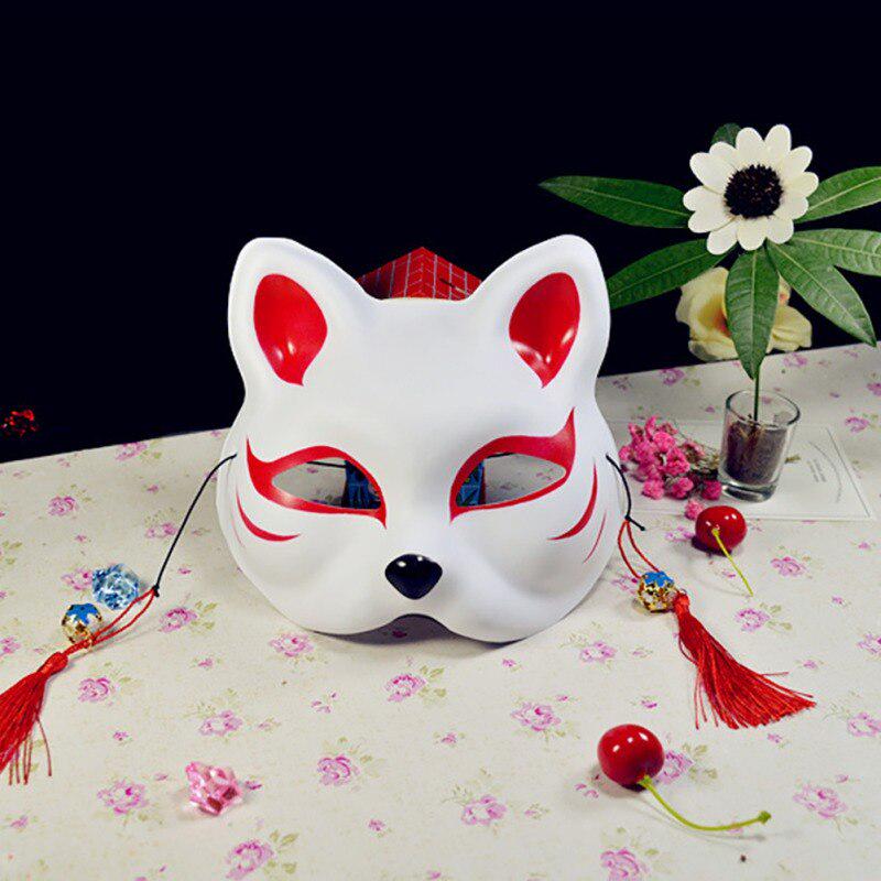 Japanese Style Demon Fox Full Face Mask Halloween Fancy Ball Cosplay Prop Mask