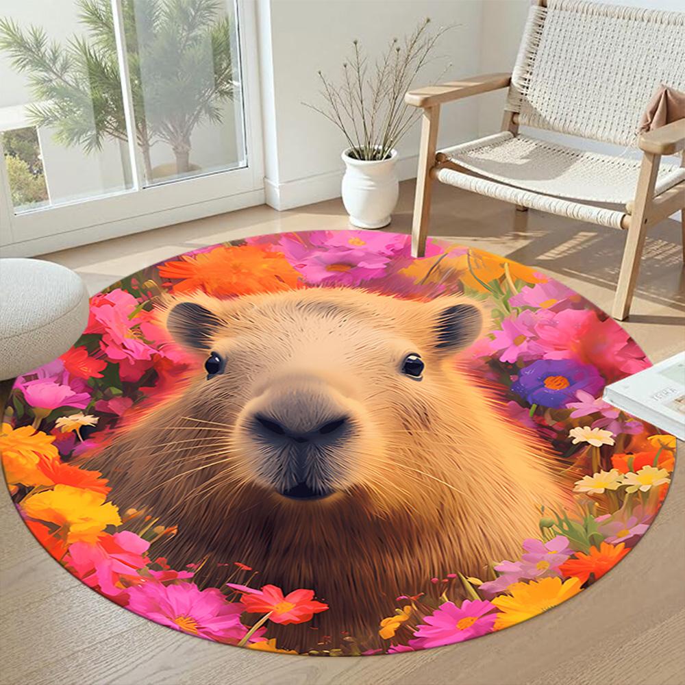 Capybara1 Round Area Rug Design for Kitchen Living Rooms Entryway Decorate room Antislip Round Carpet Office home decor Wedding Party Gift