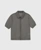 Kwinseulaebis Summer See-Through Half Zip-Up Banding Collar Blouse