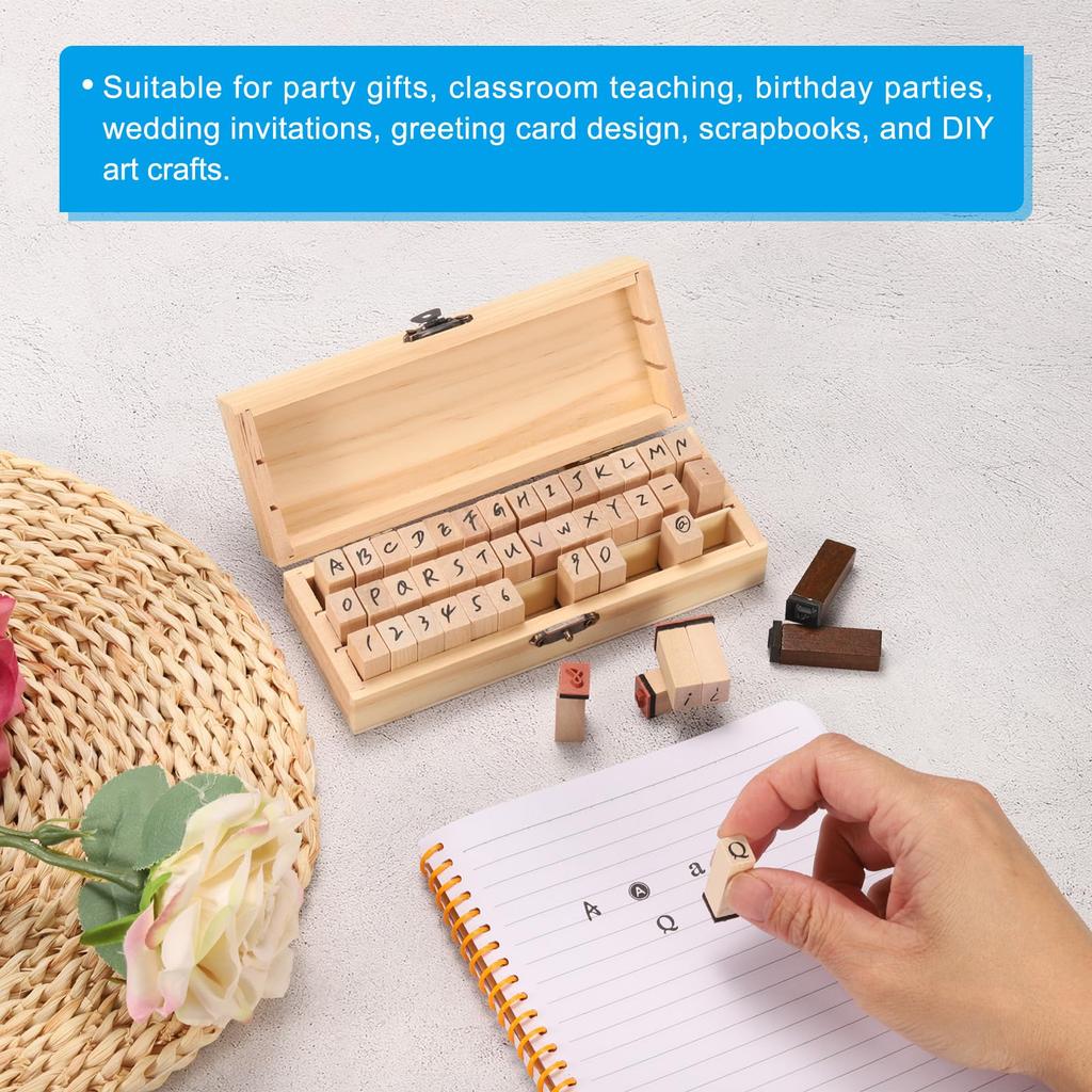 PATIKIL Week Number Rubber Wooden Number Stamp with Ink Vintage Box Perfect for DIY Craft Card Making Stamp, Pad, Gift,