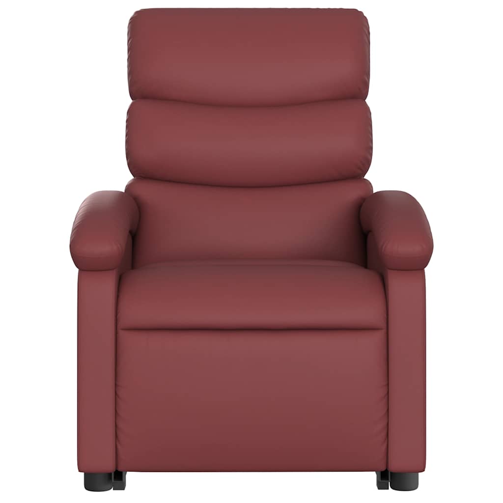 Recliner with Rising Assistance Burgundy Artificial Leather