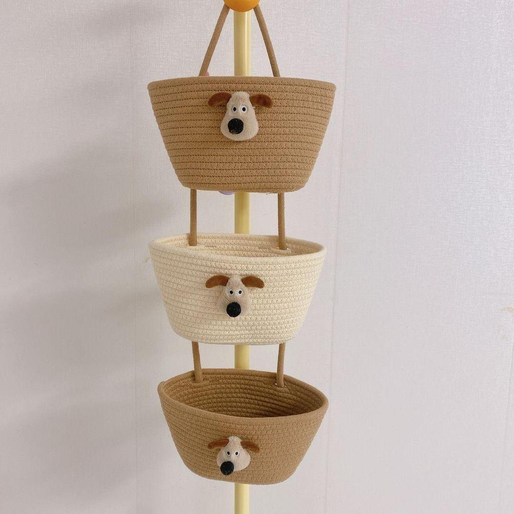 Cotton Thread Wall Hanging Basket for Dormitory Storage