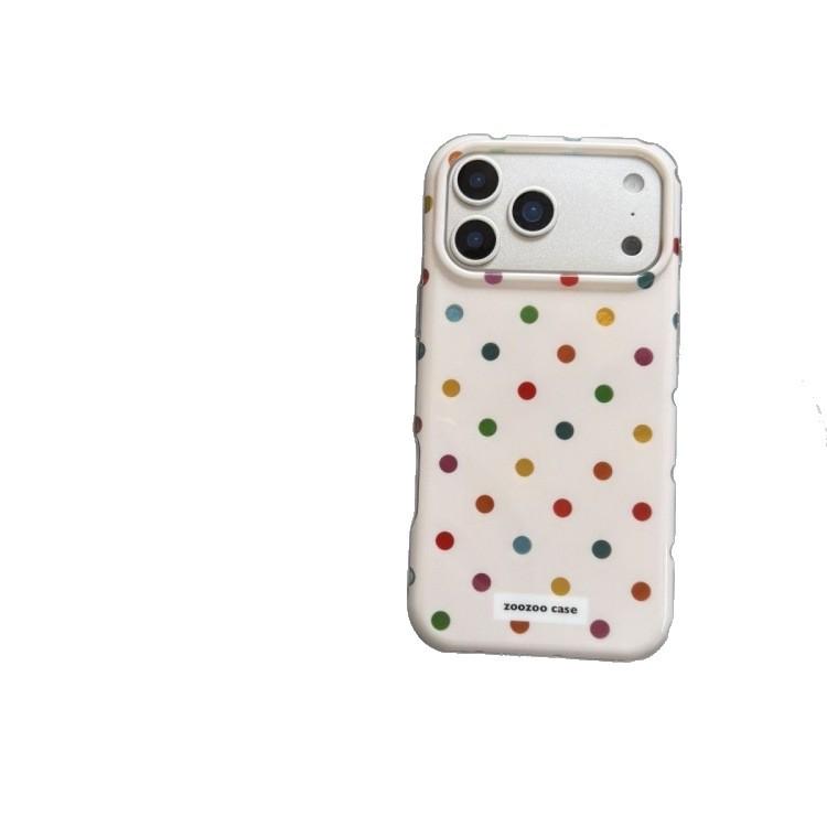 Farbenfroher Polka-Dot-Sticker im koreanischen Stil für Apple 16 Pro Max & iPhone 15 Pro Hülle