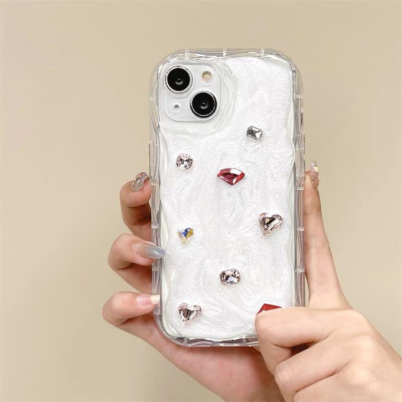For IPhone 16 Rhinestone Gem Phone Case for IPhone 17 Precision Hole Anti-fall Airbag Thickened Epoxy 14Promax