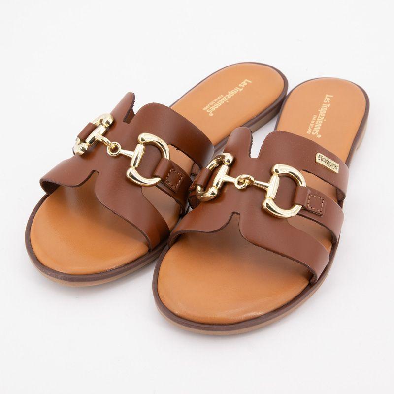 Hamia Tan Mules with Gold Buckle Women LES TROPEZIENNES PAR M.BELARBI