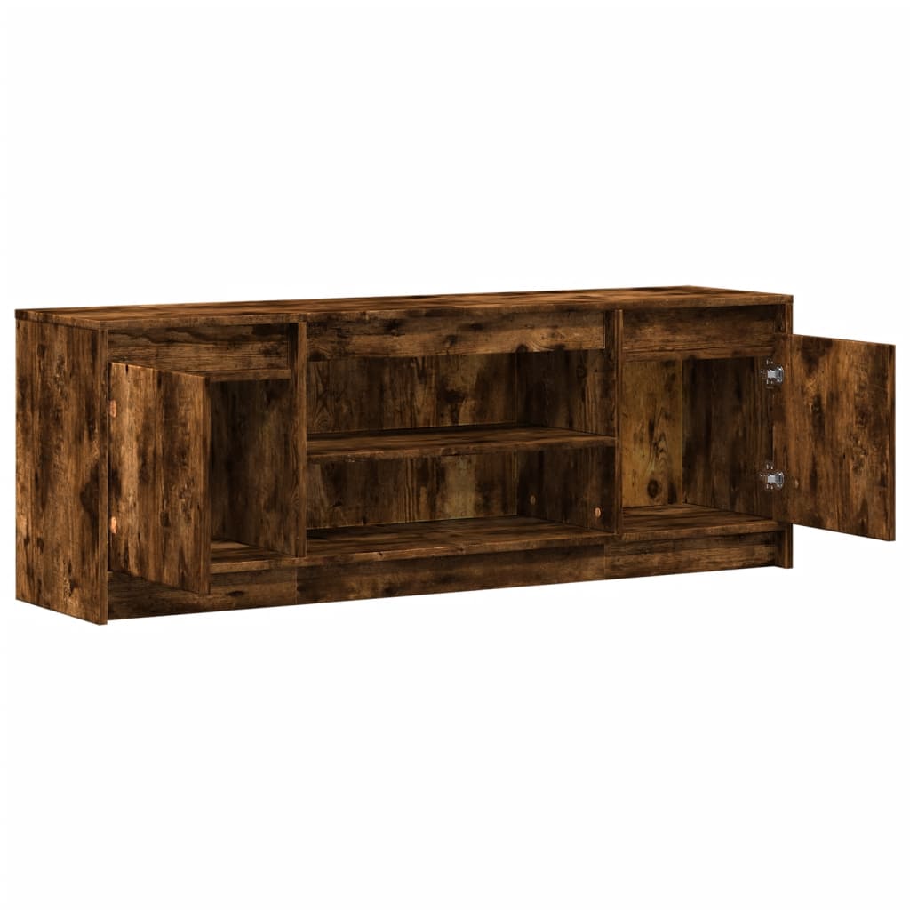 TV Cabinet with LED Lighting Smoked Oak Finish 139.5 x 34 x 50 cm