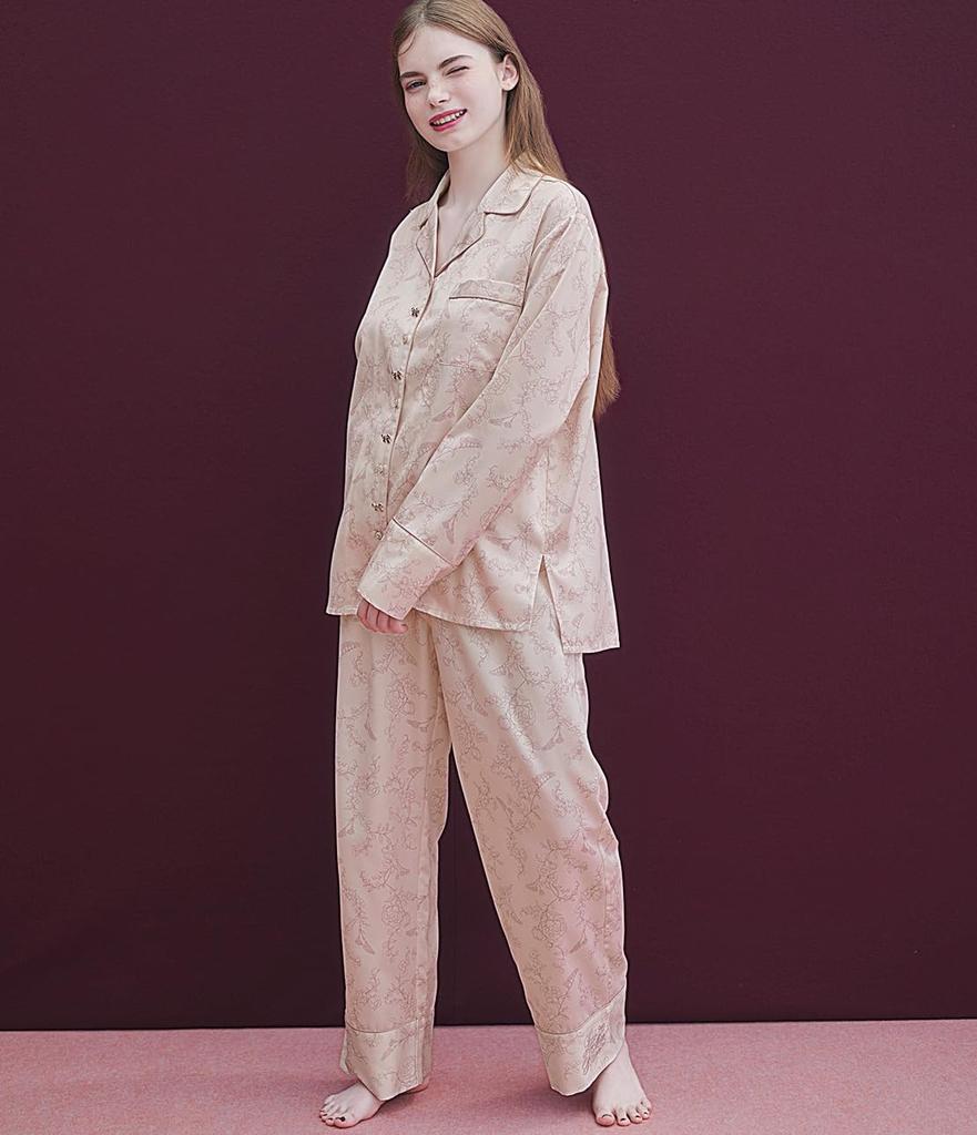 Peach John Winter Floral Satin Shirt One Soft against bare brushed fabric keeps you cozy even in cold Women's Pajamas, Pink, Size. skin! Warm,