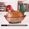 Pote de Doces de Frango de Vidro de Cristal Flevincy