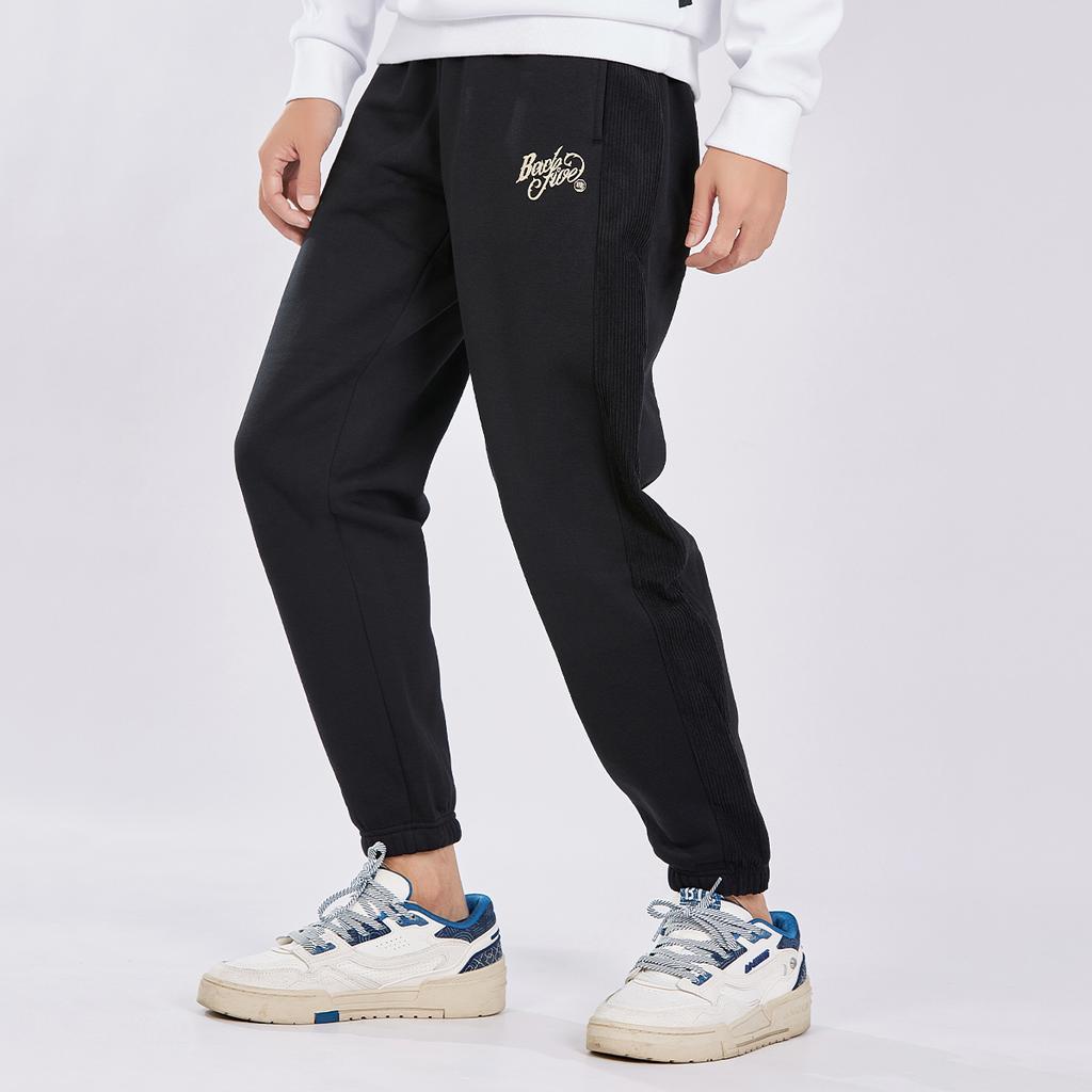 Li Ning Anti-Five Series Fleece Lined Warm Corduroy Sports Long Pants Men Pants Black AKLSA81-2