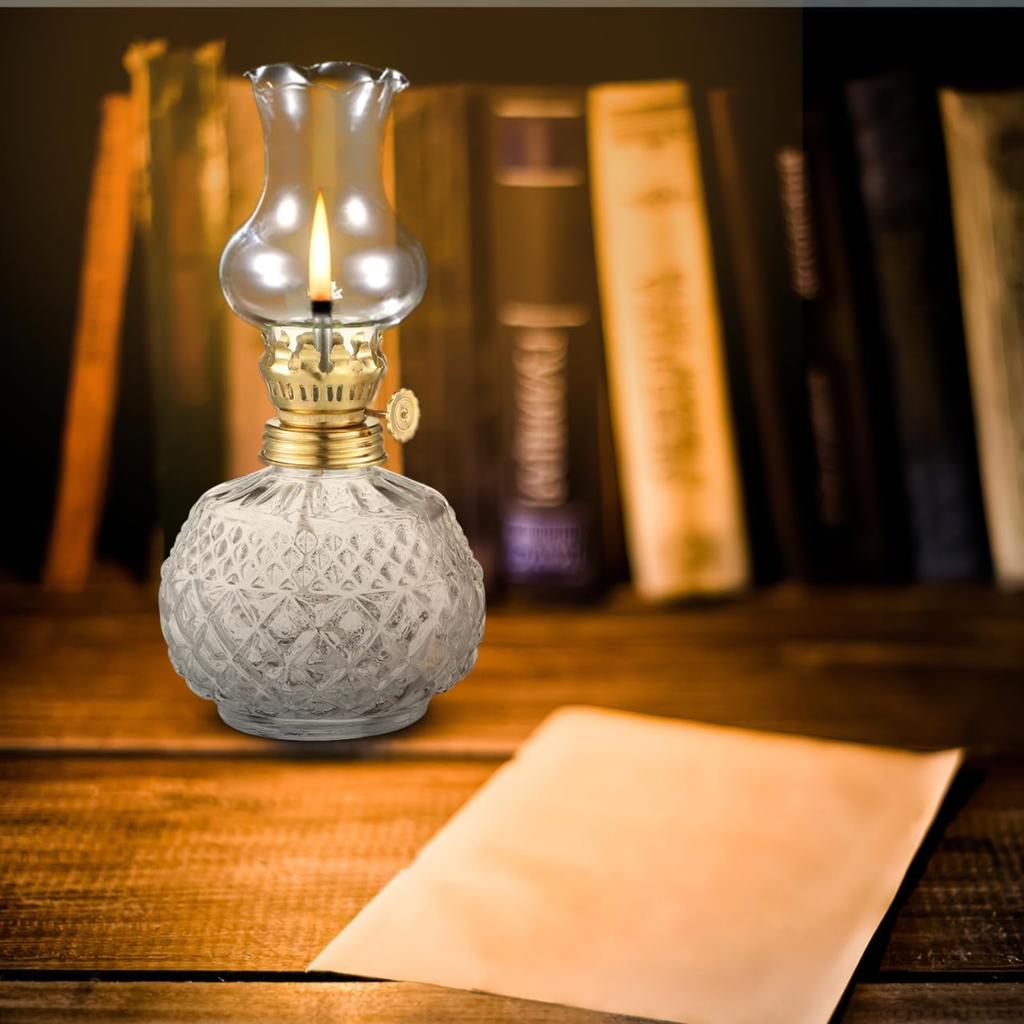 Glass Kerosene Lamp Vintage Oil Lantern with 3.5Mm Wick Perfect for Indoor and Outdoor Use 7 Inches Tall