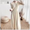 Mid-length Sweater Dress A Versatile Solid Color A-line Knitted Dress for Women Casual and Warm Pullover