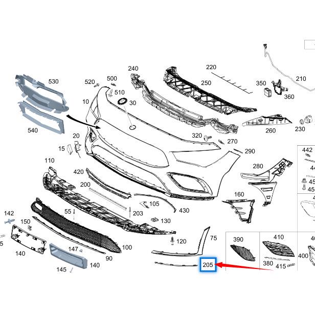 CLA W118 Front Bumper Trim for Mercedes-Benz (1188855301, 1188855401)