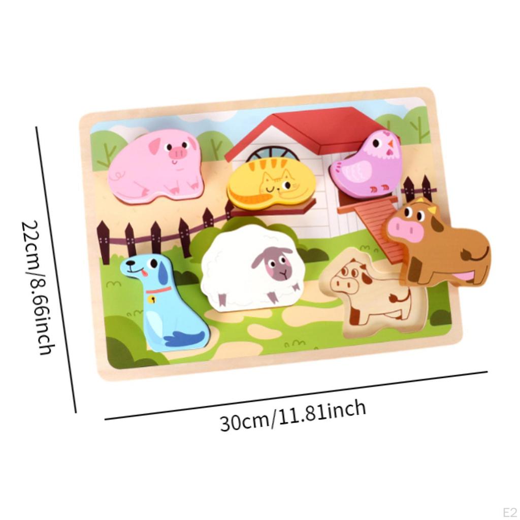 Wooden Jigsaws Puzzle Early Learning Toy Sturdy Developmental Montessori Toys for Baby 1 2 3 Year