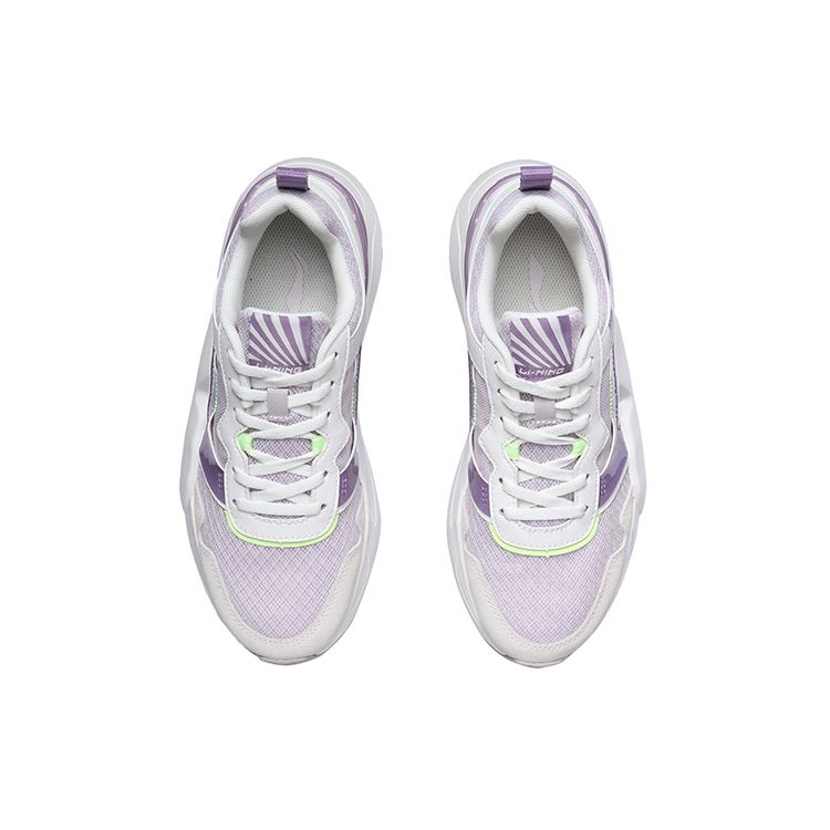 Li Ning Comfortable Breathable Low-Top Running Shoes Women sneaker White Purple AGCR074-1