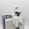 Halloween Ghost Figurine, Ghost Reading Statue Resin Sitting Ghosts Figurine Reading A Book For Halloween Bookshelf Office Decor