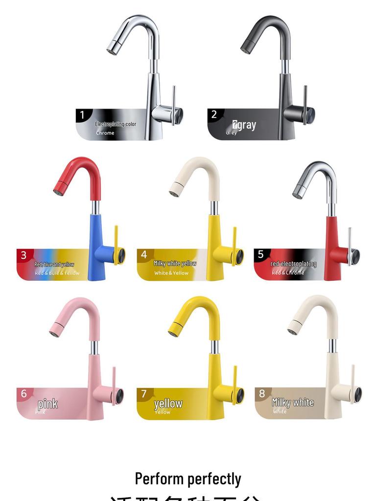 German-Style Bathroom Sink with Dopamine Faucet: All-Copper, Hot/Cold, Rotating Pull-Out Countertop Basin.