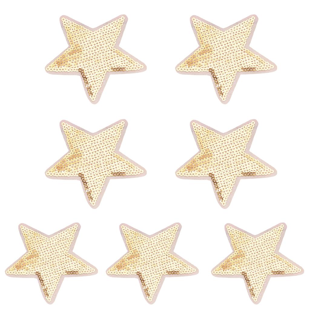 7Pieces Colorful Sequined Star Patches Clothing Craft Materials Fabric Applique For Hairclip And Craft Applications