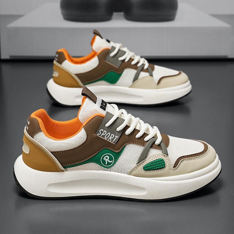 Autumn New Breathable Mesh Shoes Men's Trend Versatile Platform Sports Shoes Casual Board Shoes Trendy Shoes