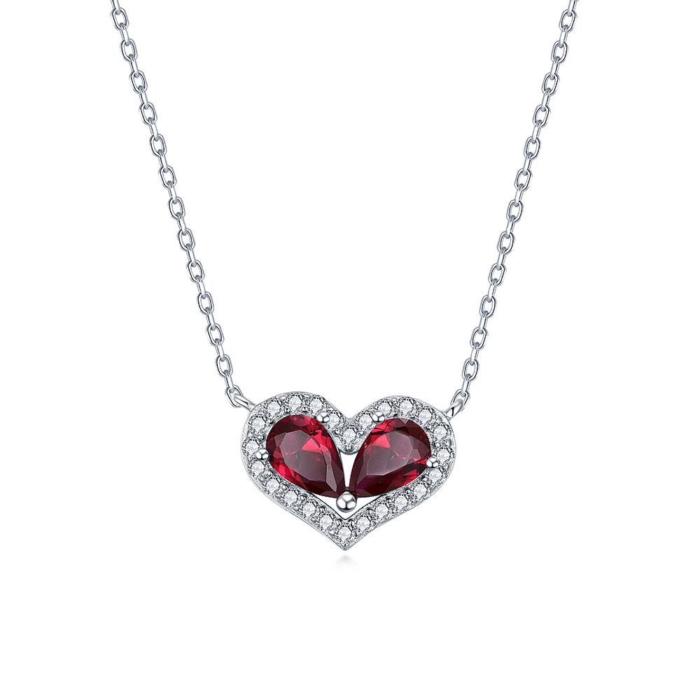 

Heart-Shaped Blue Gemstone Necklace Pendant for Women, Light Luxury 925 Silver, Perfect Birthday Gift for Girlfriend 925 Silver красный