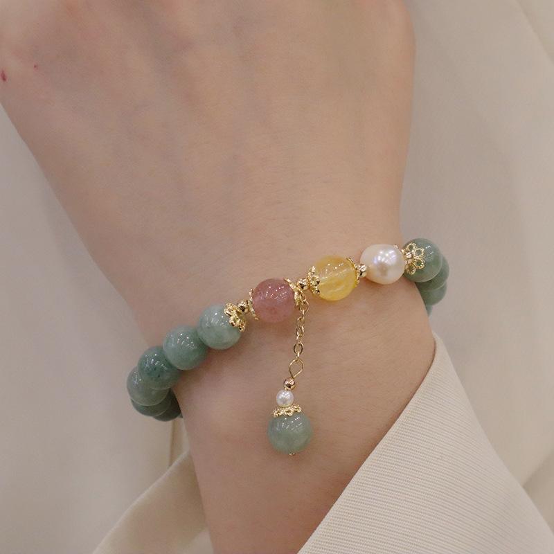 Jade Crystal Bracelet Hand Jewelry Pearl Strawberry Crystal Bangles Women Fashion Jewelry Accessories Gift